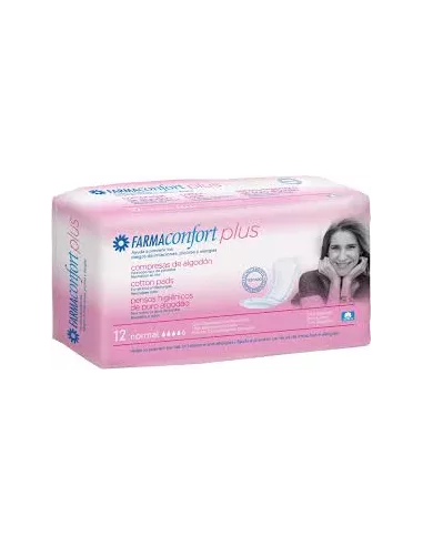 Compresas De Algodon Farmaconfort Plus Normal 12 Unidades