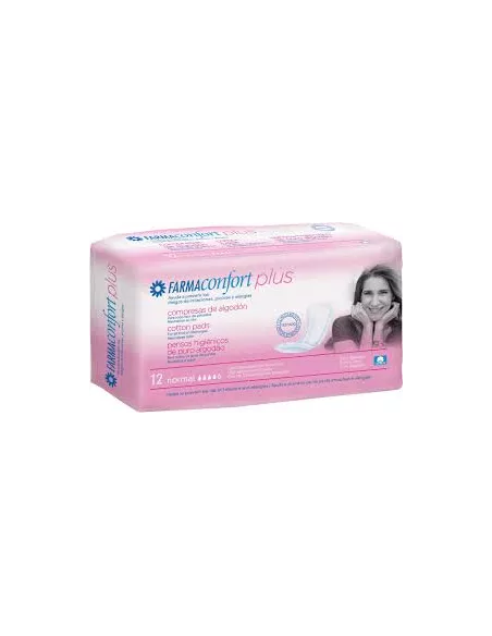 Compresas De Algodon Farmaconfort Plus Normal 12 Unidades