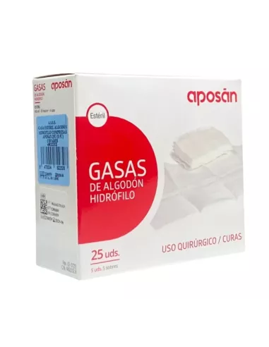 Gasa Estéril Algodón 25 Unid Aposan
