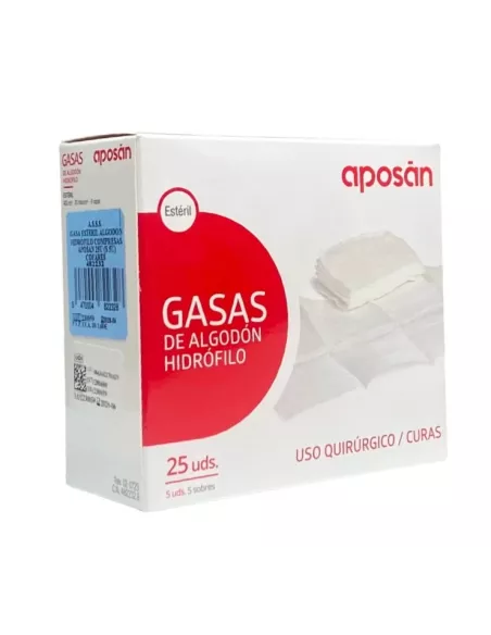 Gasa Estéril Algodón 25 Unid Aposan