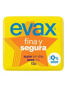 Compresas higiénicas femeninas evax fina y segura maxi 13 compresas