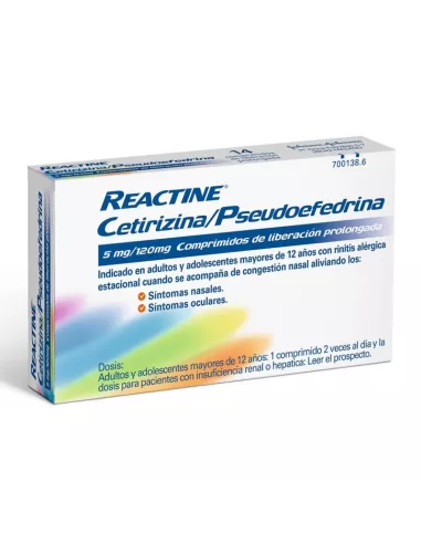 Reactine 14 Comprimidos Liberación Prolongada – Alivio de la Alergia