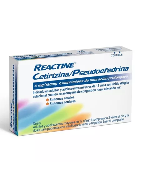 Reactine 14 Comprimidos Liberación Prolongada – Alivio de la Alergia