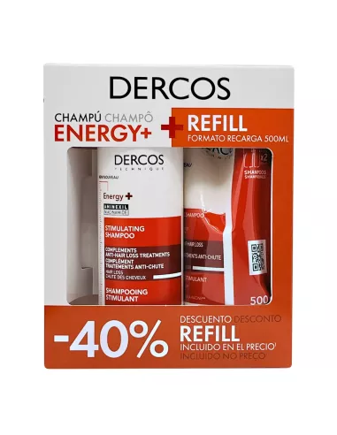 Vichy dercos duplo champú stimulating 400ml + recarga 500ml