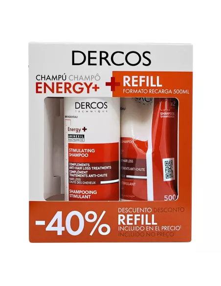 Vichy dercos duplo champú stimulating 400ml + recarga 500ml