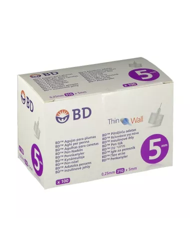 Aguja para Plumas Estéril Bd 31 g (0.25 Mm X 5 Mm) 1 Unidad
