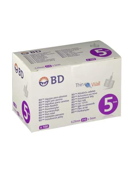 Aguja para Plumas Estéril Bd 31 g (0.25 Mm X 5 Mm) 1 Unidad
