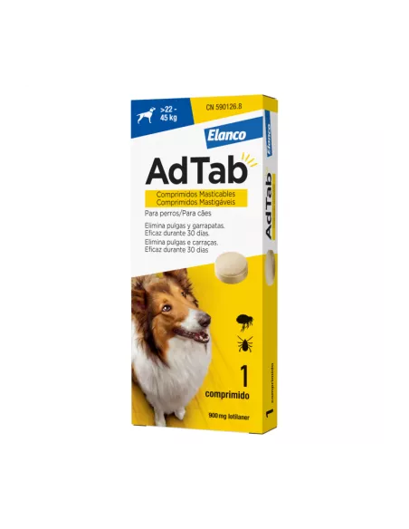 ADTAB 900 MG 1 COMPRIMIDO MASTICABLE PARA PERROS (22-45 KG)