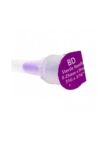 Aguja Para Plumas Esteril Embecta Bd 31G 0.25mm X 5mm (Por Unidades De Aguja)