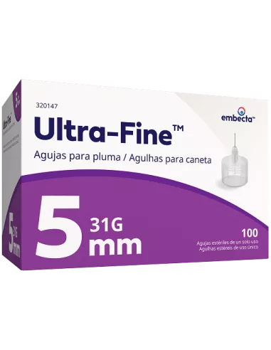 Aguja Para Plumas Esteril Embecta Bd 31G 0.25mm X 5mm (Por Unidades De Aguja)