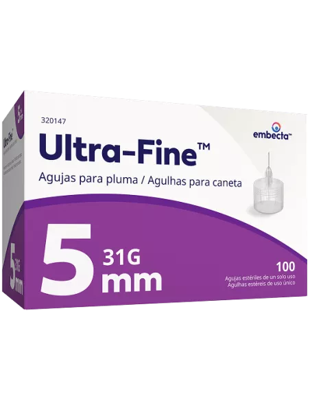 Aguja Para Plumas Esteril Embecta Bd 31G 0.25mm X 5mm (Por Unidades De Aguja)