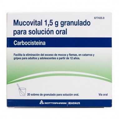 Mucovital 1,5 g 20 sobres granulado para solución Oral Mylan pharmaceuticals s.l. - 1