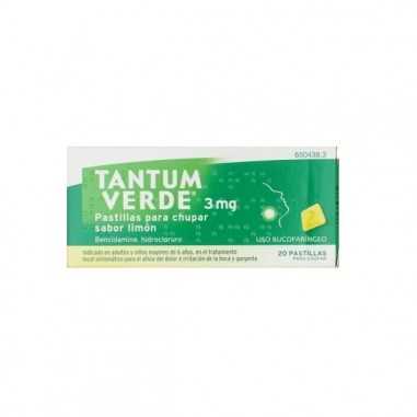 Tantum Verde 3 mg 20 Pastillas para Chupar Limón Angelini farmacéutica - 1