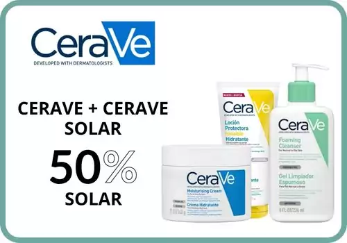 Cerave + Cerave solar — 50% dto. en solar
